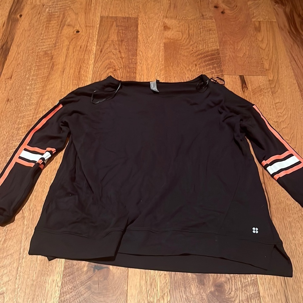 Sweaty Betty SB LDN Women’s Black Sweatshirt With Orange and White Design Size S